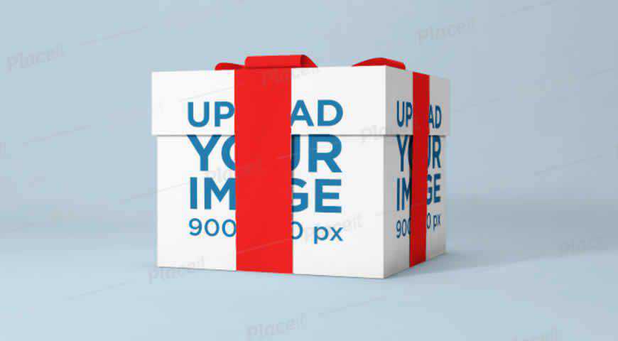 Gift Box with a Ribbon Photoshop PSD Mockup Template