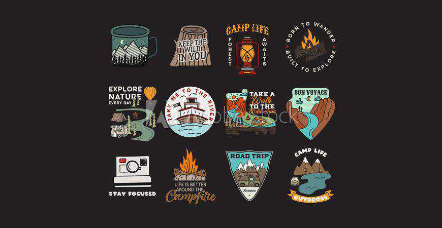 Vintage Badges logo creator kit template
