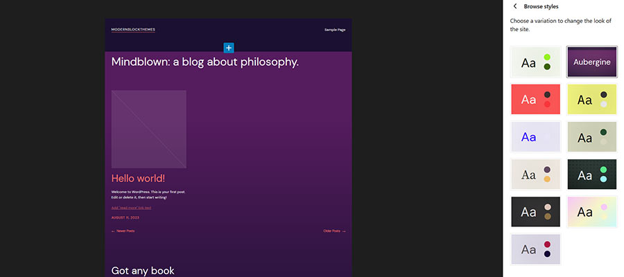 Block themes can offer multiple style variations