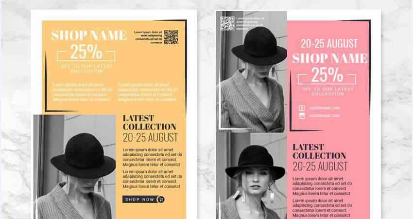 Vector Fashion Flyers Template Illustrator EPS AI SVG
