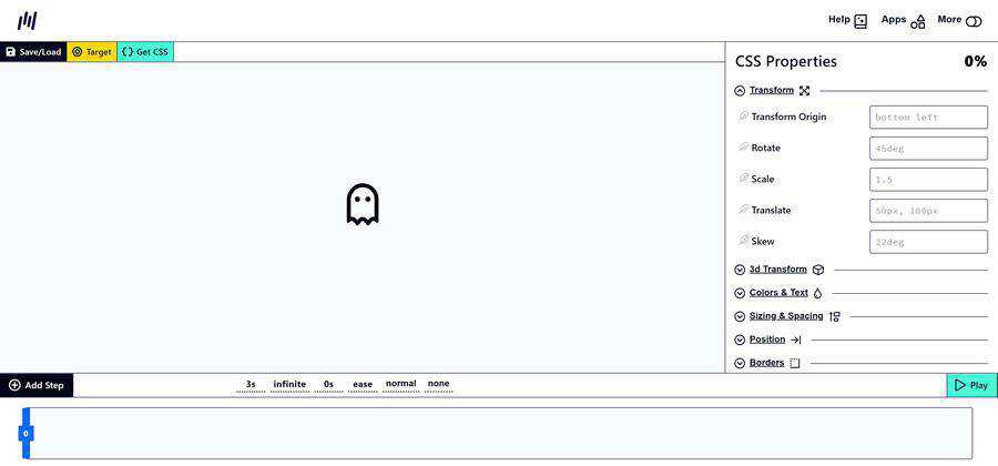 Keyframes CSS animations web-based tool free web design example