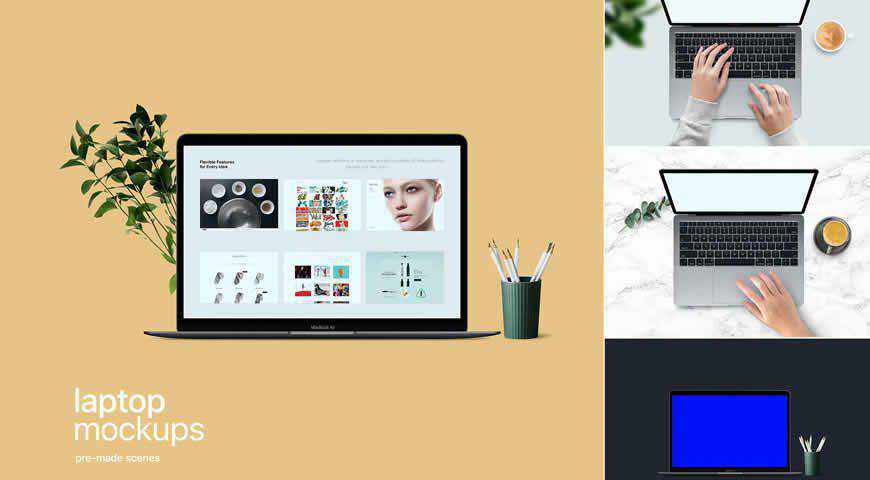 Clean Laptop Photoshop PSD Mockup Template