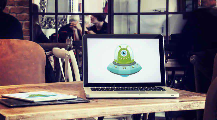 Laptop Tablet Cafe Photoshop PSD Mockup Template