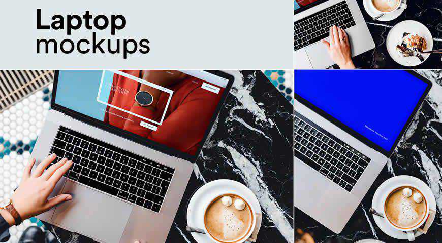Coffee Laptop Photoshop PSD Mockup Template