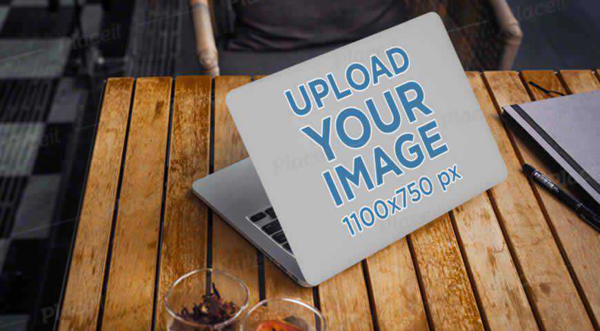 Computer on a Wooden Table Photoshop PSD Mockup Template