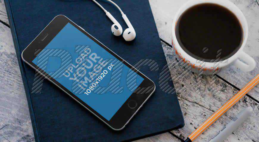 iPhone on a Book Photoshop PSD Mockup Template