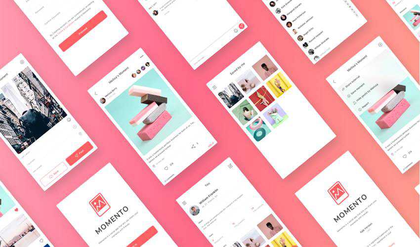 Momento sketch mobile app ui kit sketch ux format free design creative sketch.app