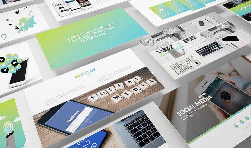 Clean Modern PowerPoint social media presentation template