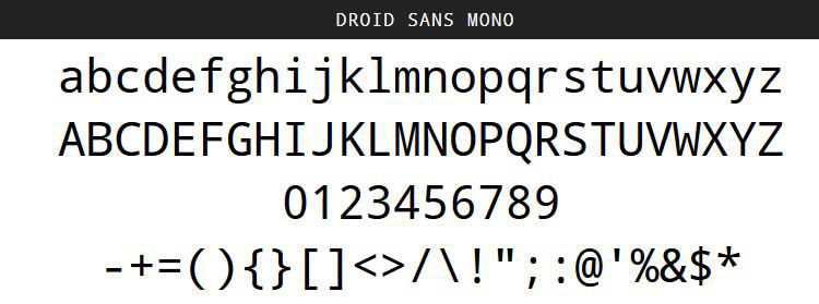 Droid Sans Mono free programming code fonts