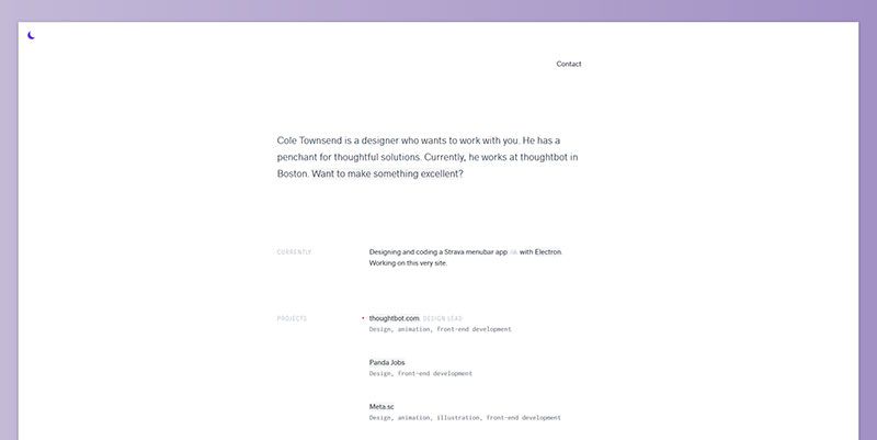 Cole Townsend ultra minimal web design