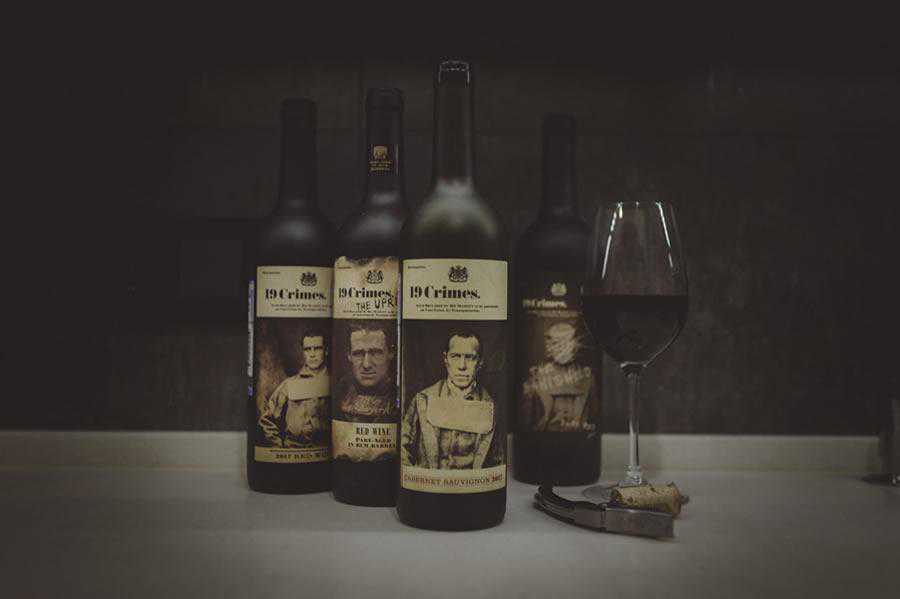 19 Crimes Wine Bottle label design inspiration