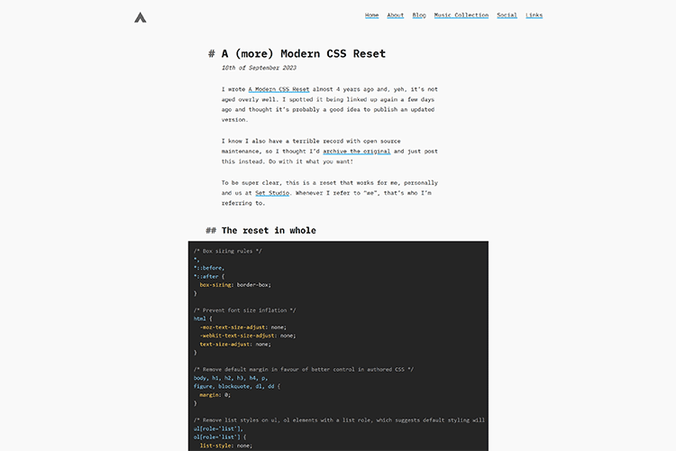 A (more) Modern CSS Reset